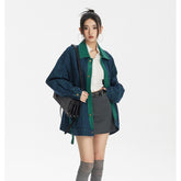 Unisex Jacket Vintage Stripe Stitching Loose Denim Jacket